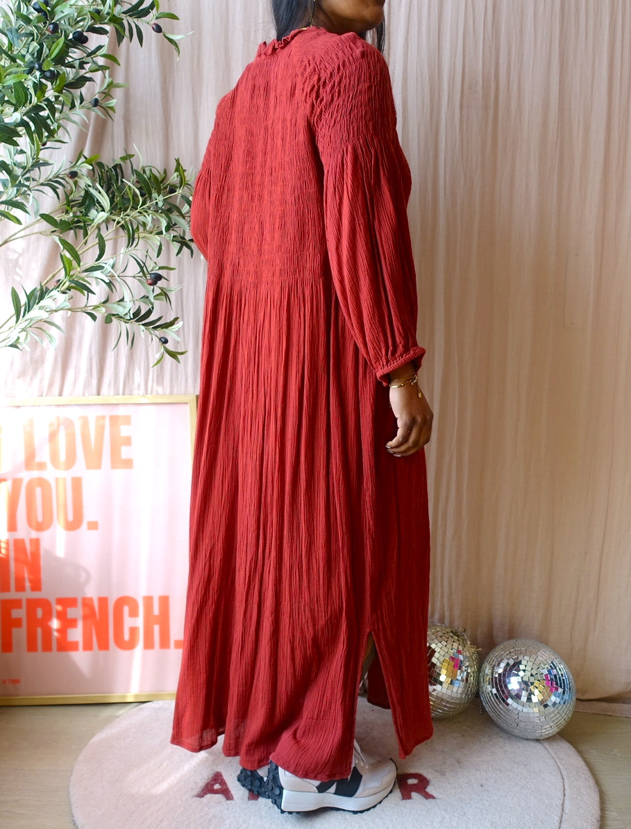 By-Bar maxi crinkle jurk chili pepper