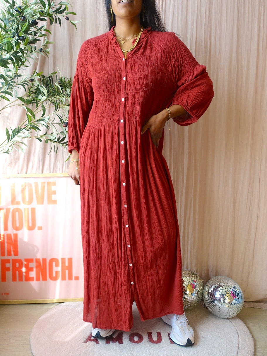 By-Bar maxi crinkle jurk chili pepper