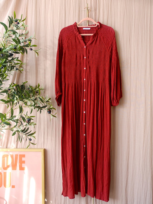 By-Bar maxi crinkle jurk chili pepper