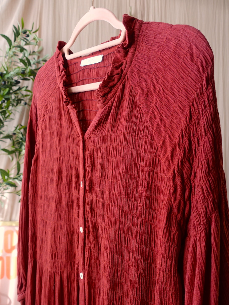 By-Bar maxi crinkle jurk chili pepper