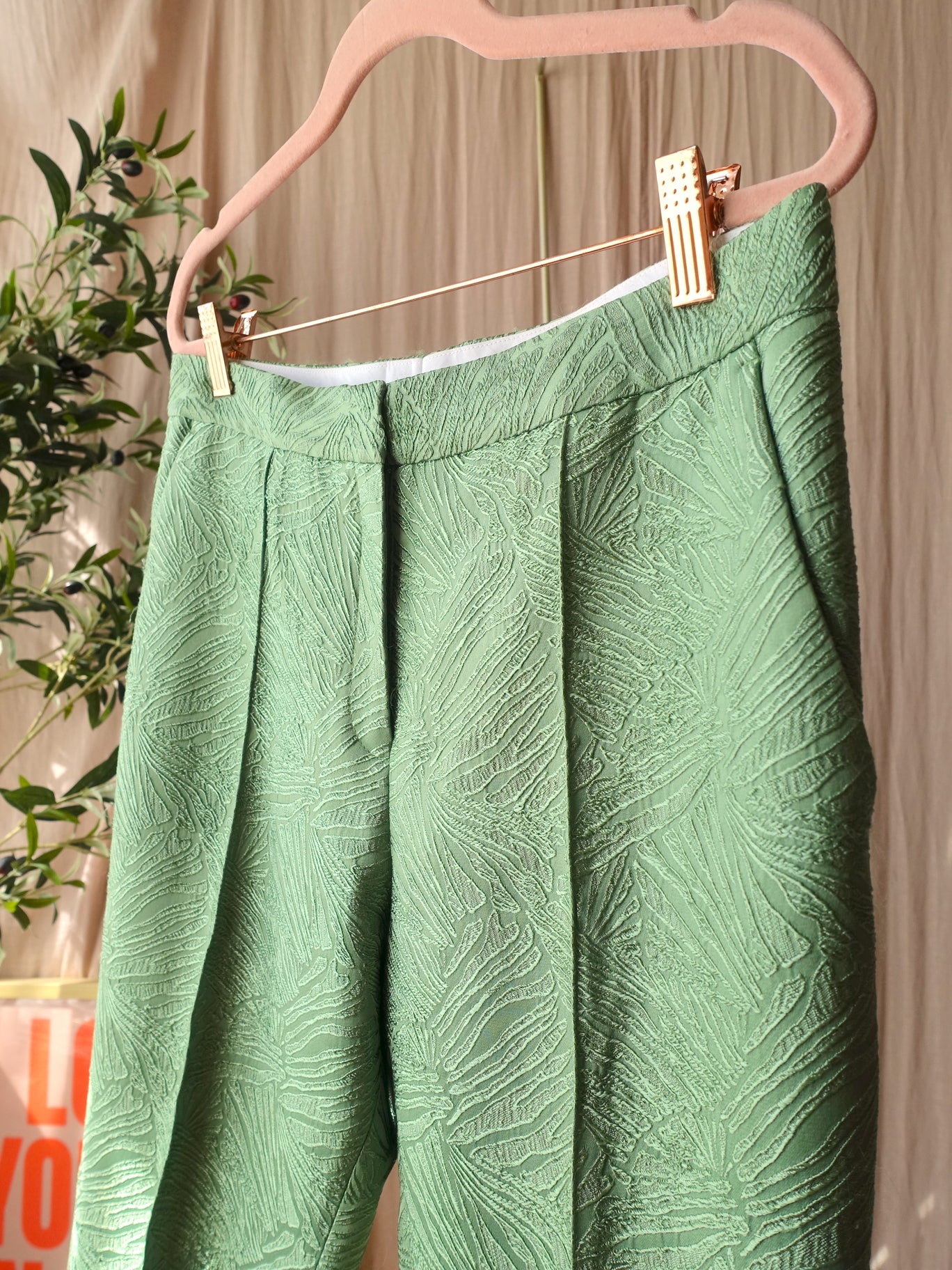By Malene Birger Santsi jacquard trousers jade green