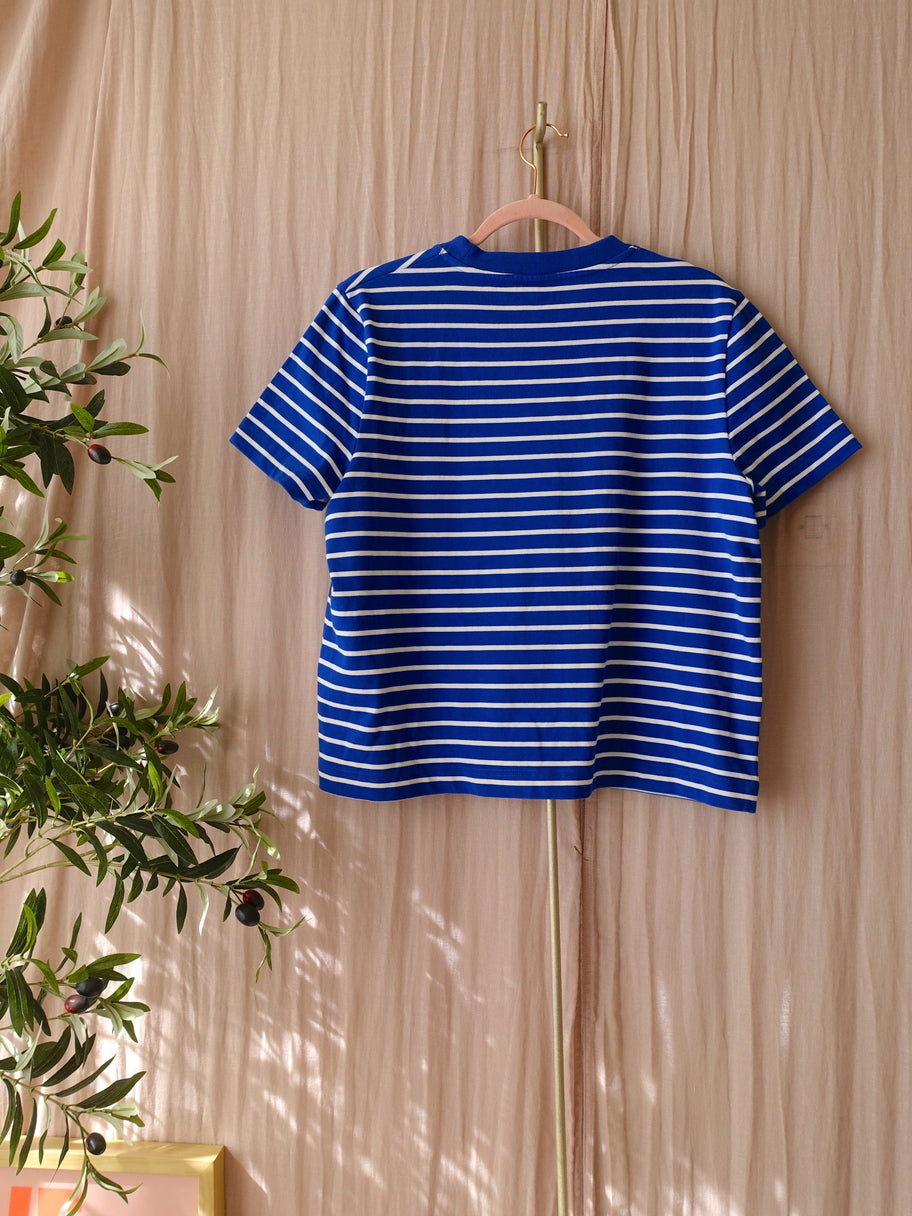 COS boxy fit striped tee royal blue / white