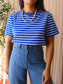 COS boxy fit striped tee royal blue / white