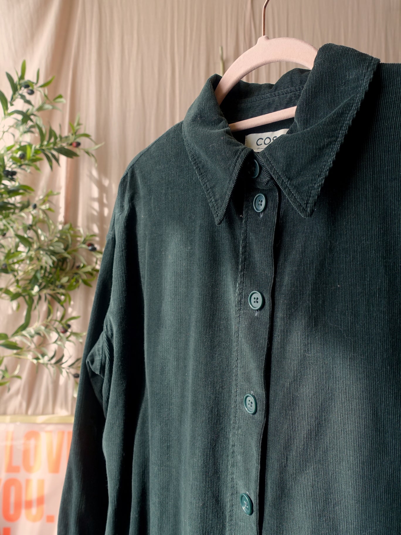 COS relaxed fit midi corduroy jurk forest