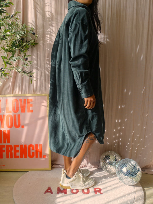 COS relaxed fit midi corduroy jurk forest