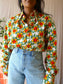 Chenaski retro flower poplin cotton shirt