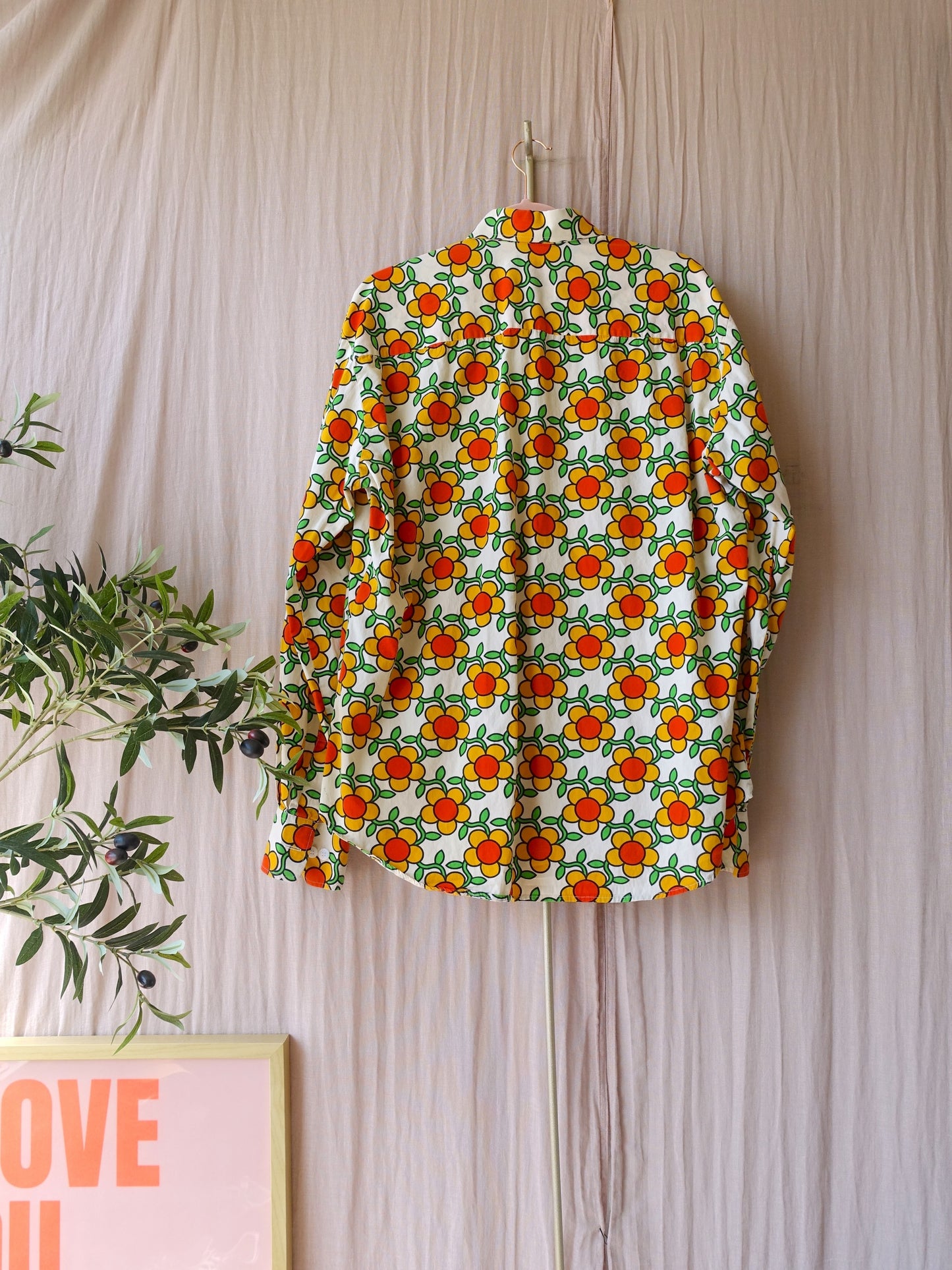 Chenaski retro flower poplin cotton shirt