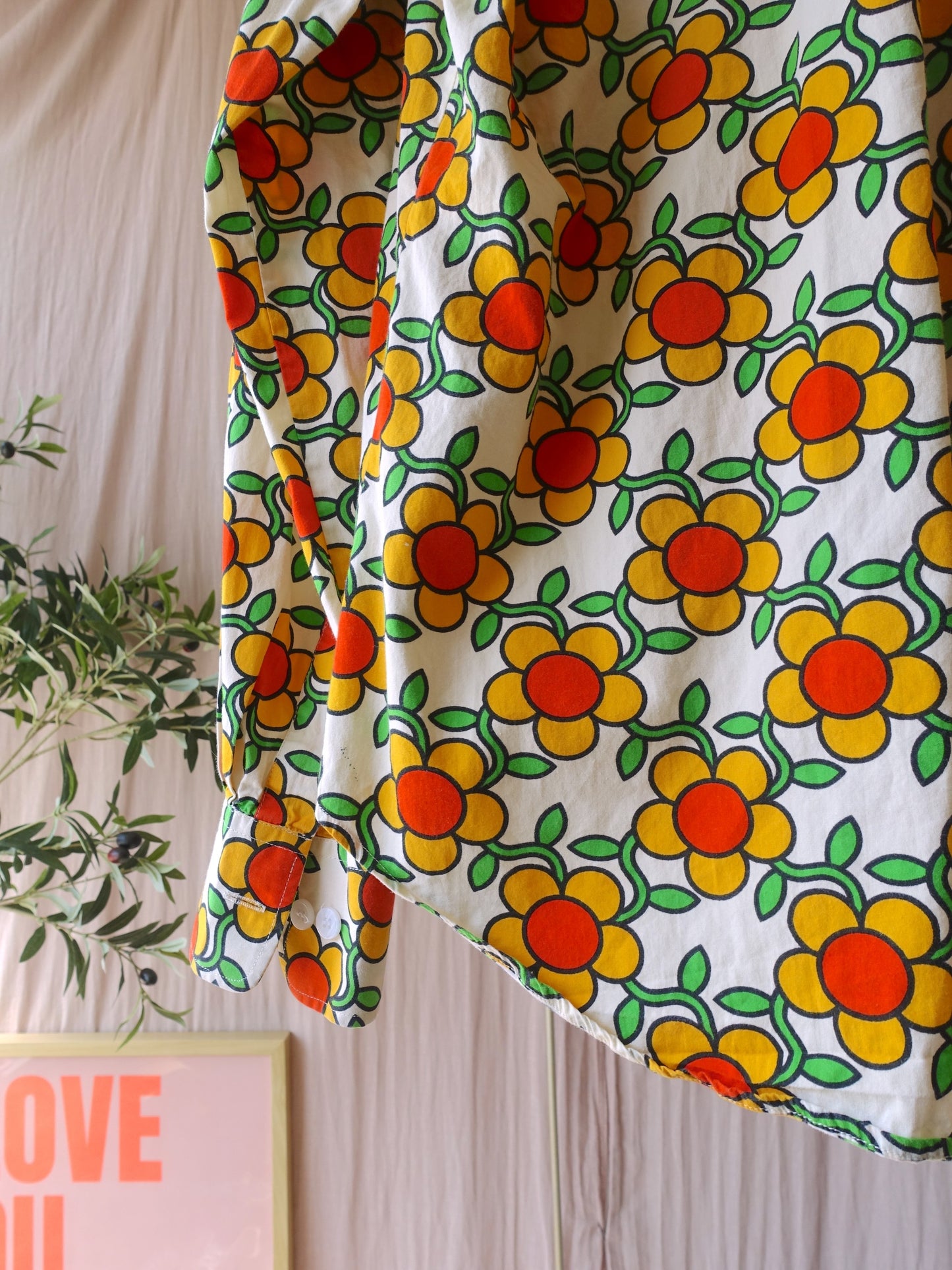 Chenaski retro flower poplin cotton shirt