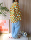 Chenaski retro flower poplin cotton shirt