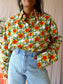 Chenaski retro flower poplin cotton shirt