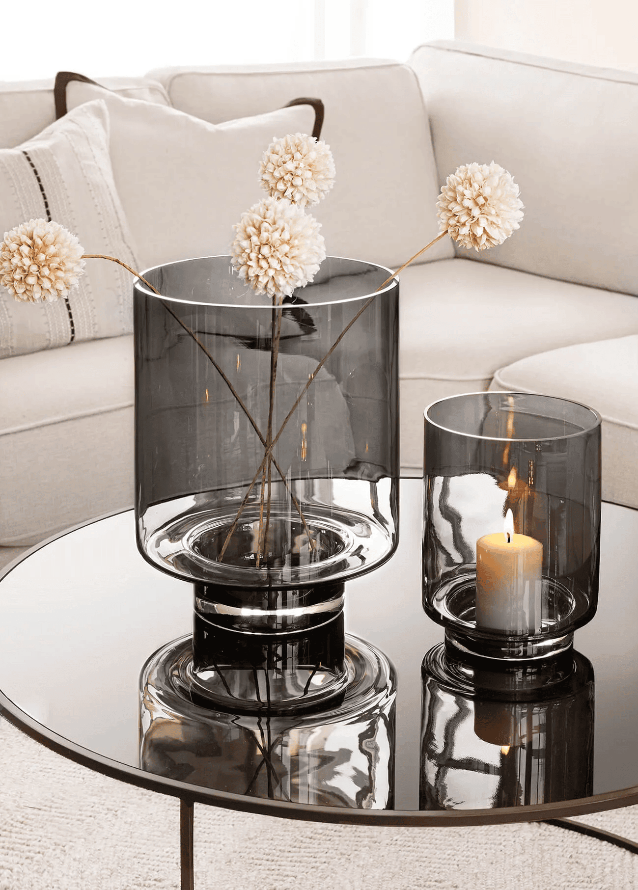 Cilinder vaas op voet smokey black XL