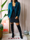 Circolo 1901 classic velvet blazer petrol