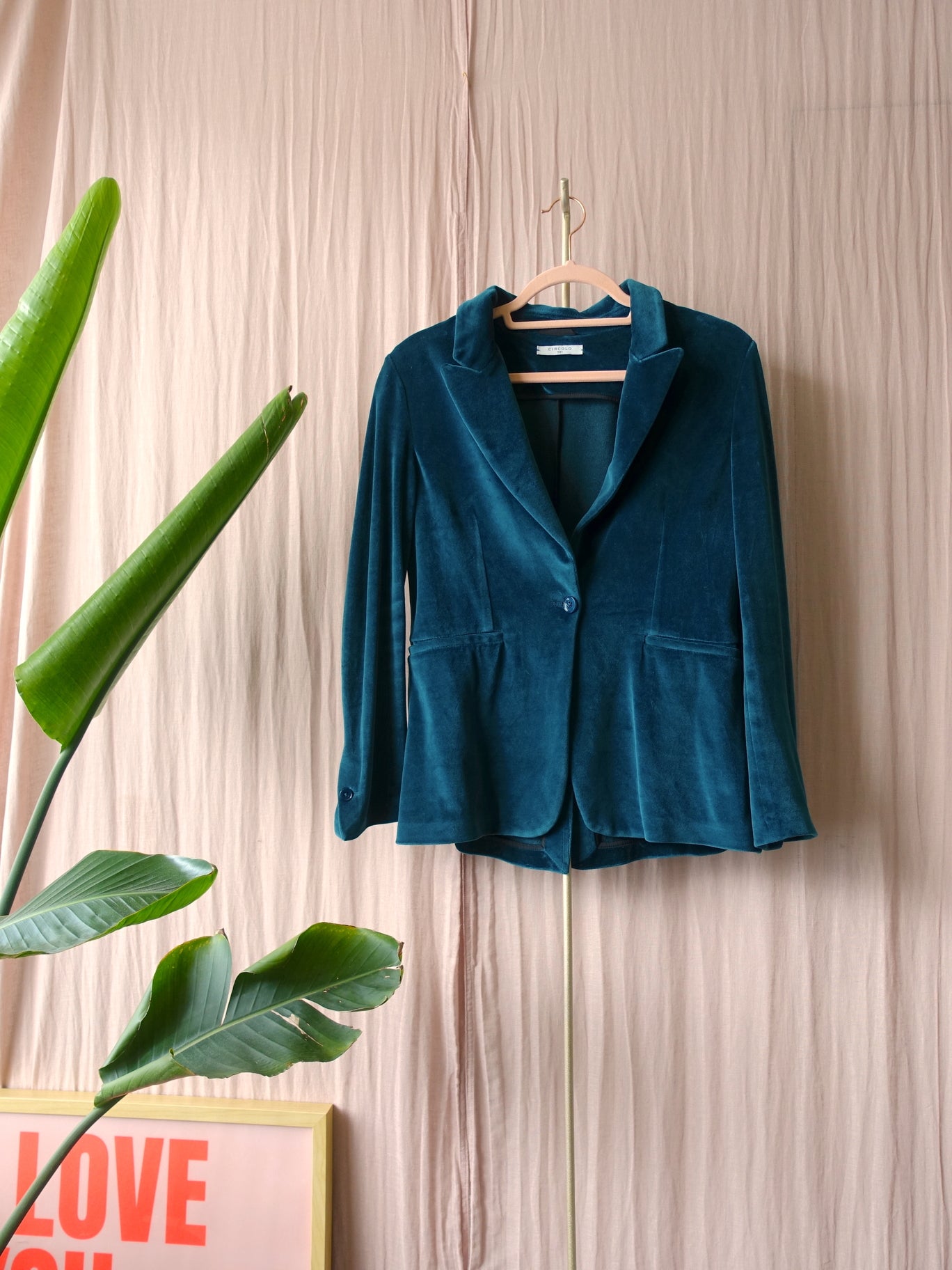 Circolo 1901 classic velvet blazer petrol