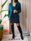 Circolo 1901 classic velvet blazer petrol