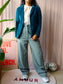 & Other Stories wide leg wool pants dark green