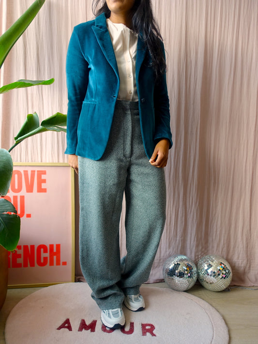Circolo 1901 classic velvet blazer petrol