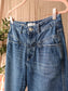 Closed pedal pusher relaxed fit jeans indigo