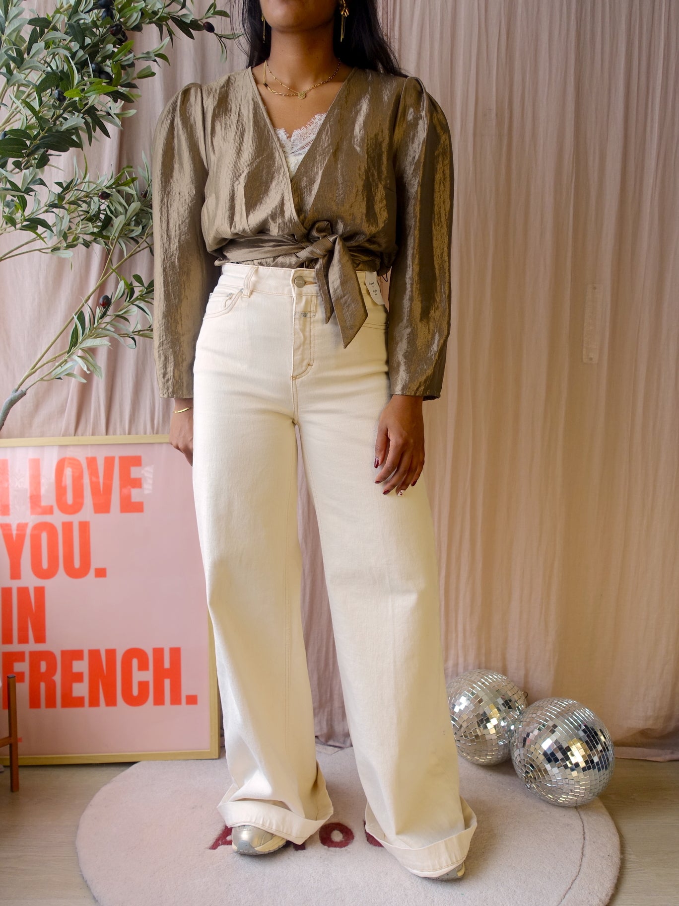 Costes Rebel Glossy lamé top golden