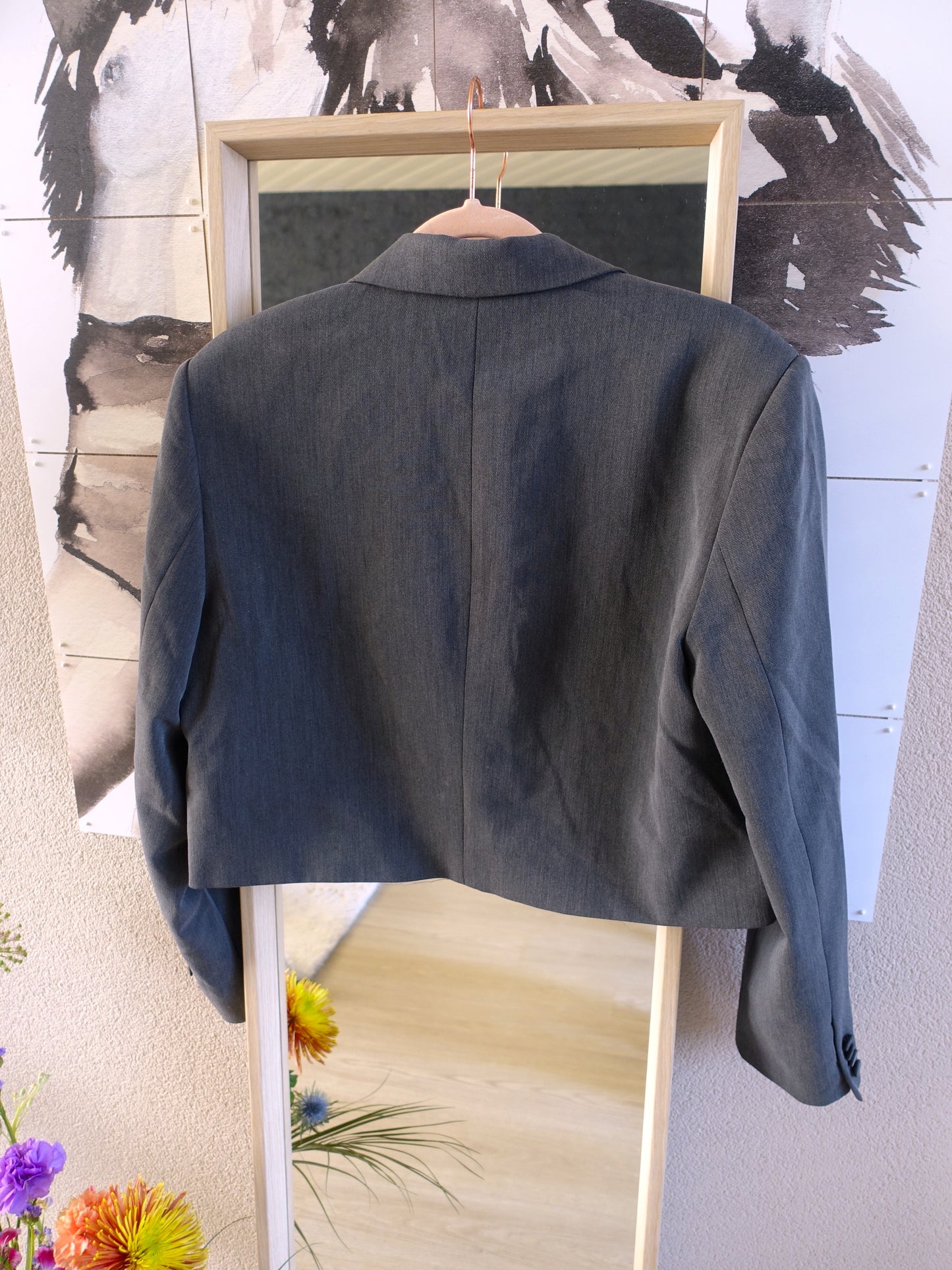 Costes twill crop pocket blazer platinum grey