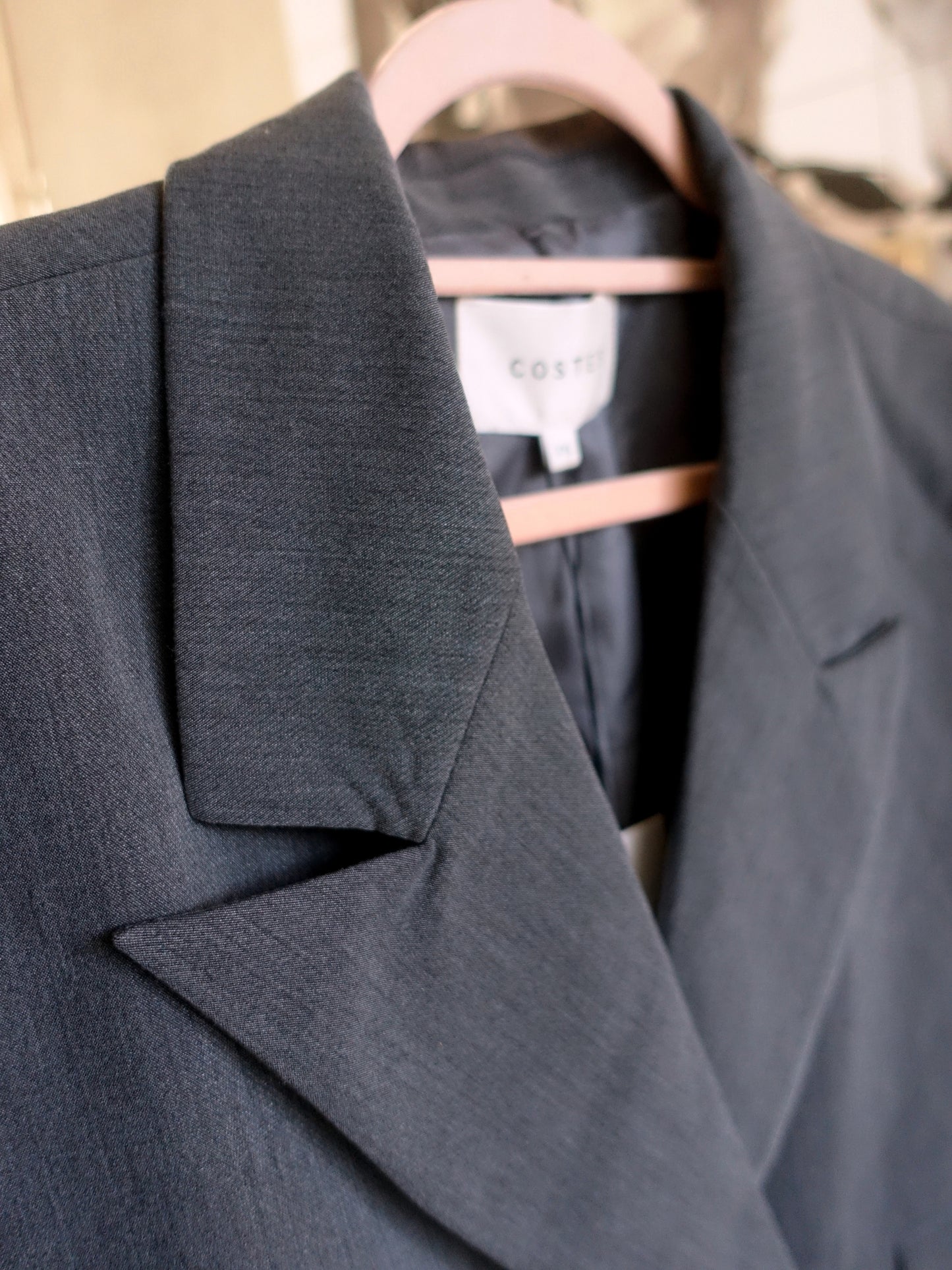 Costes twill crop pocket blazer platinum grey