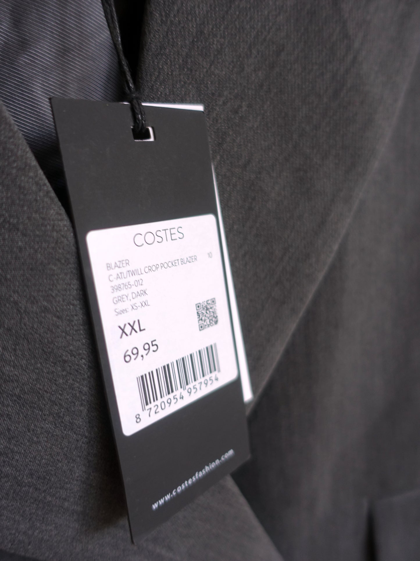 Costes twill crop pocket blazer platinum grey