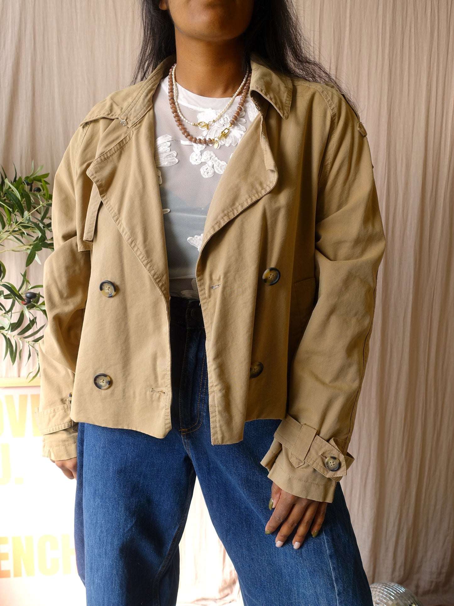 Cotton Club short trenchcoat camel beige