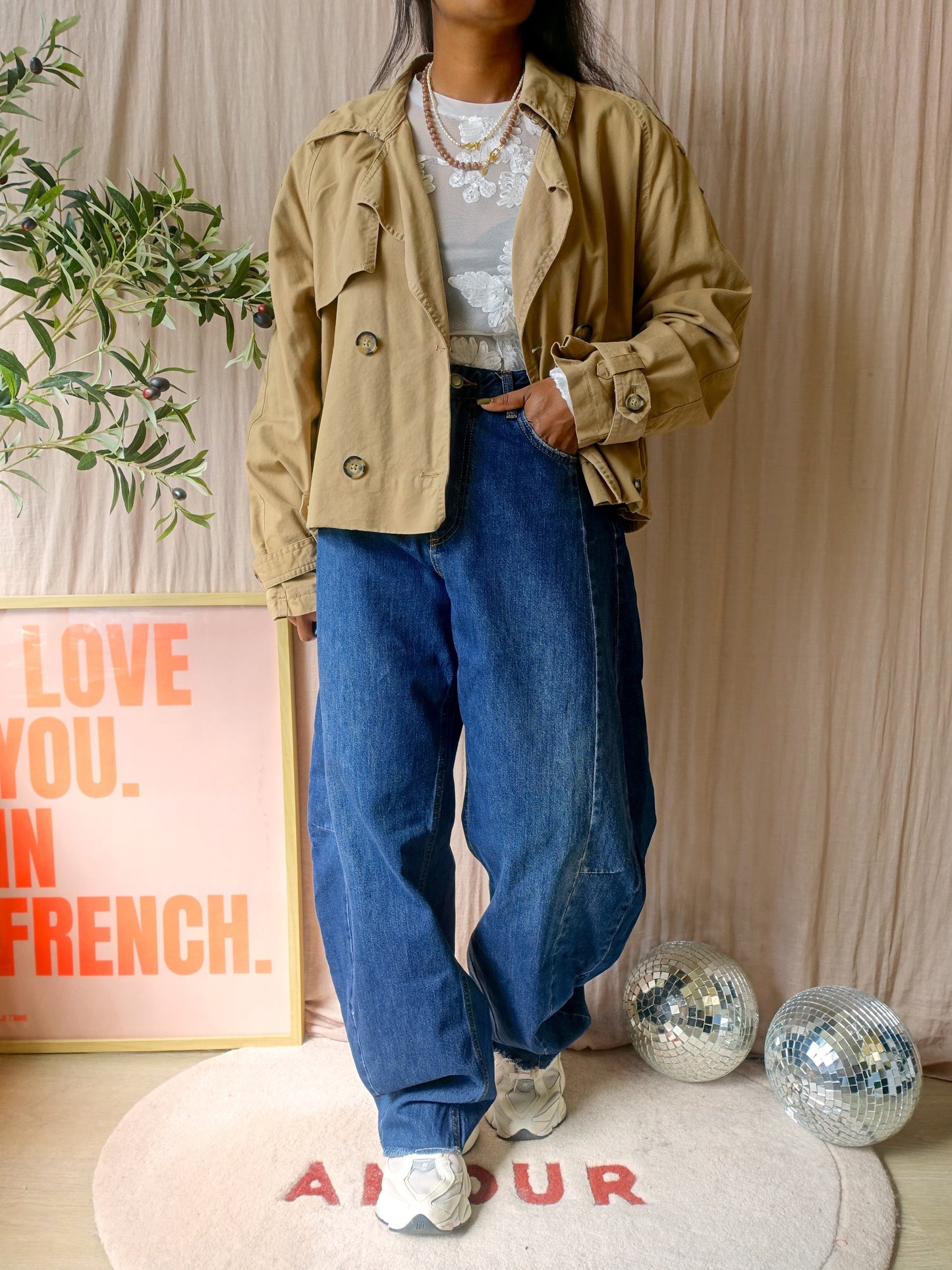 Cotton Club short trenchcoat camel beige