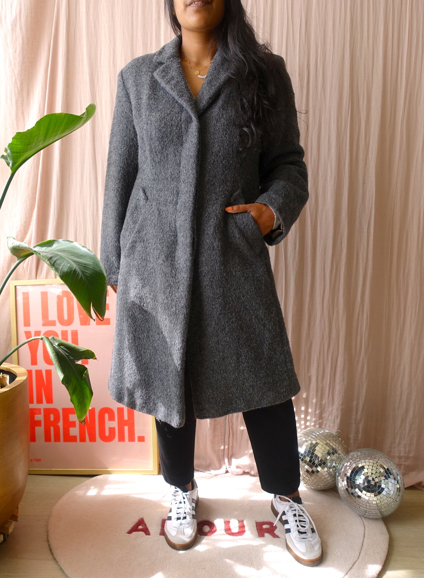 Creenstone classy mohair coat antraciet