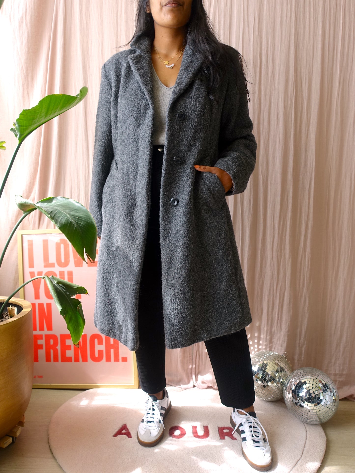 Creenstone classy mohair coat antraciet