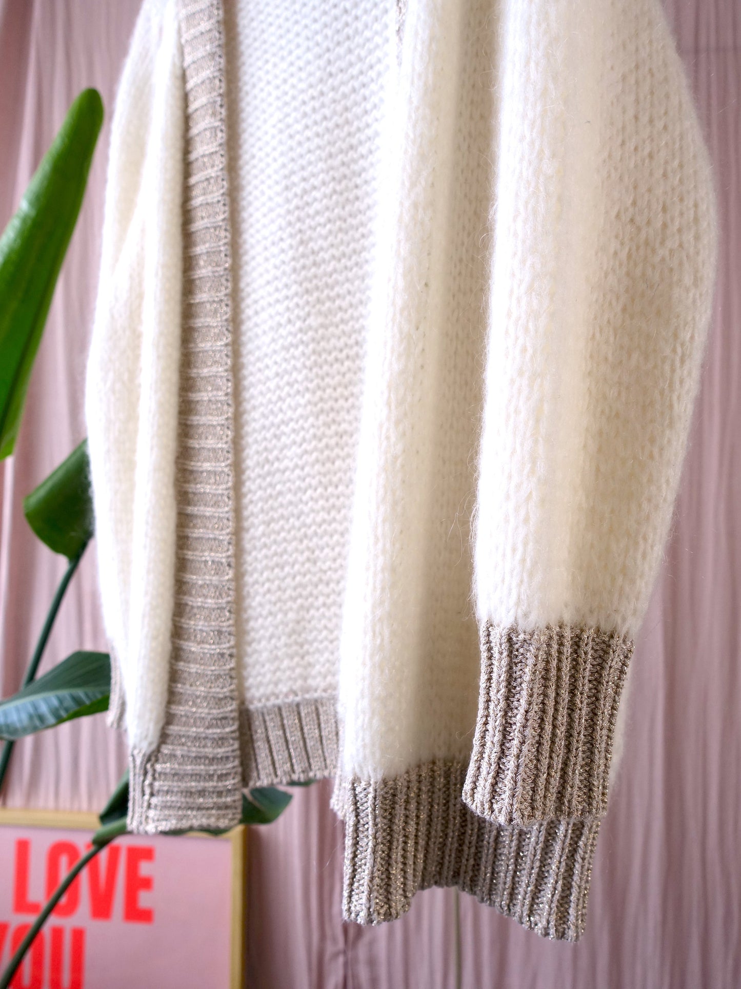 Giovane knitted lurex cardigan gebroken wit