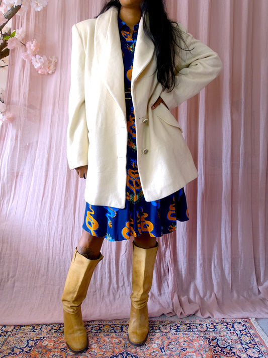 Vintage oversized wool blazercoat creme