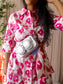 Natan exclusive cotton midi jurk fuchsia / wit