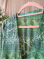 Silkblend Indian bohemian wrap over jurk groen