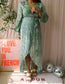Silkblend Indian bohemian wrap over jurk groen