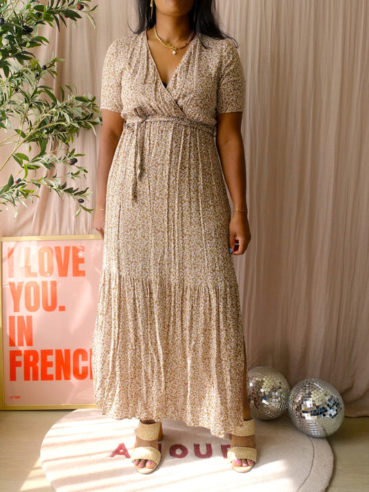 Circle Of Trust happy tree upcycled maxi jurk beige