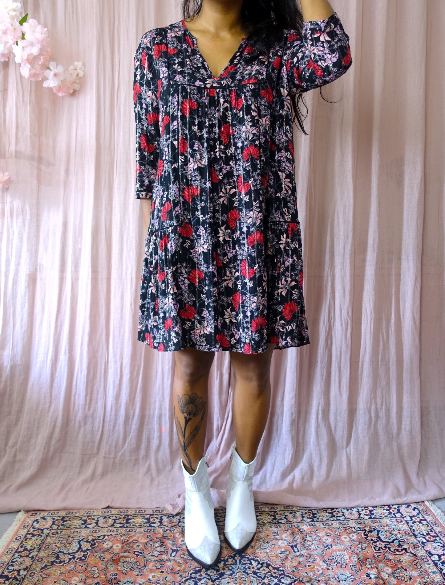 Ba&sh eve floral viscose lurex jurk