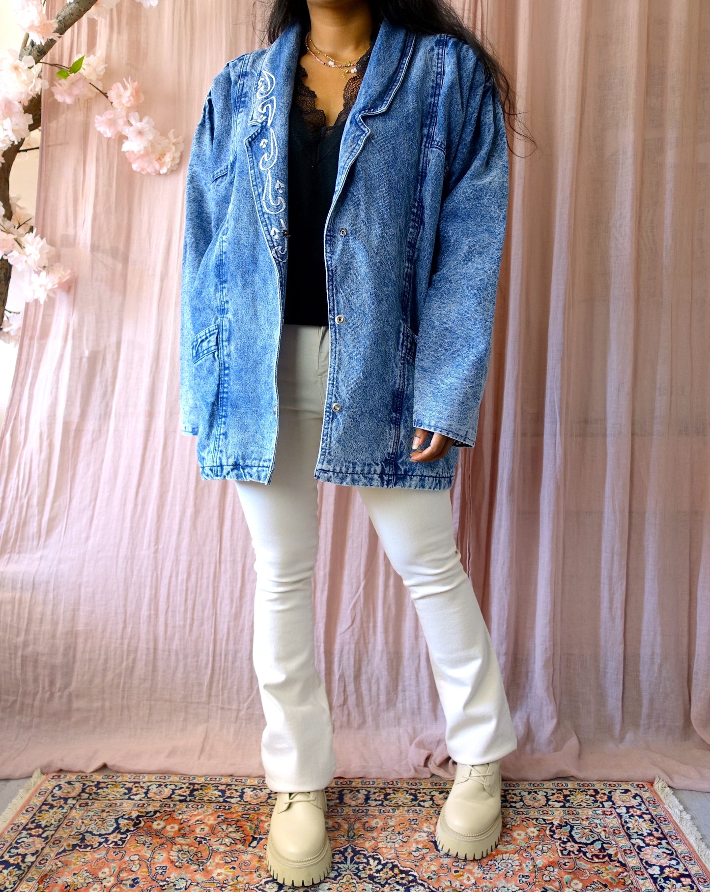 Vintage oversized embroidered denim jack