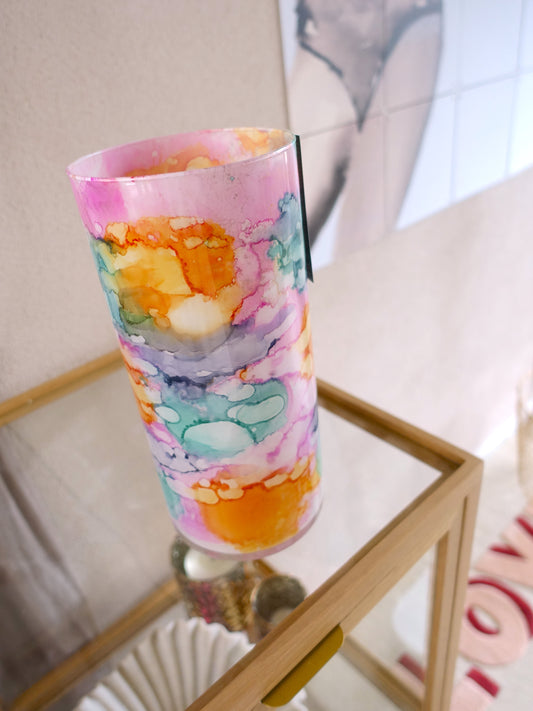 Fidiro glass vaas hoog pastel marble