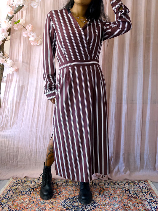 Dante6 maxi striped jurk bordeaux