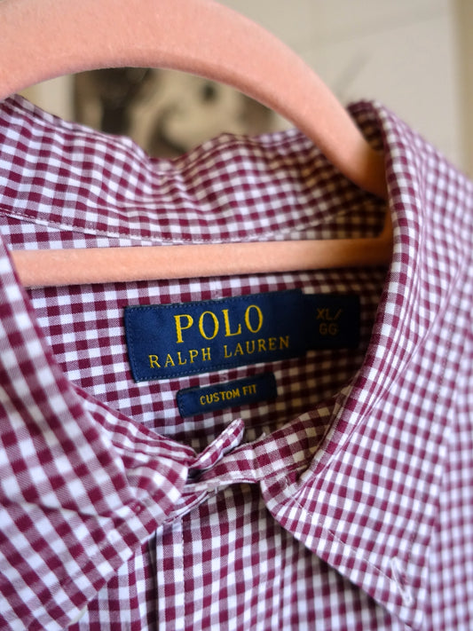 Polo Ralph Lauren gingham shirt bordeaux wine / wit