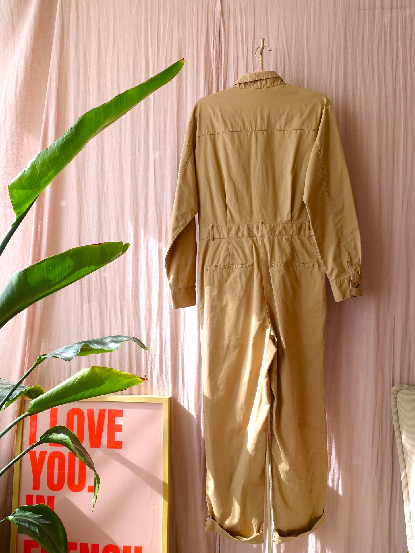 H&M preloved cotton jumpsuit beige