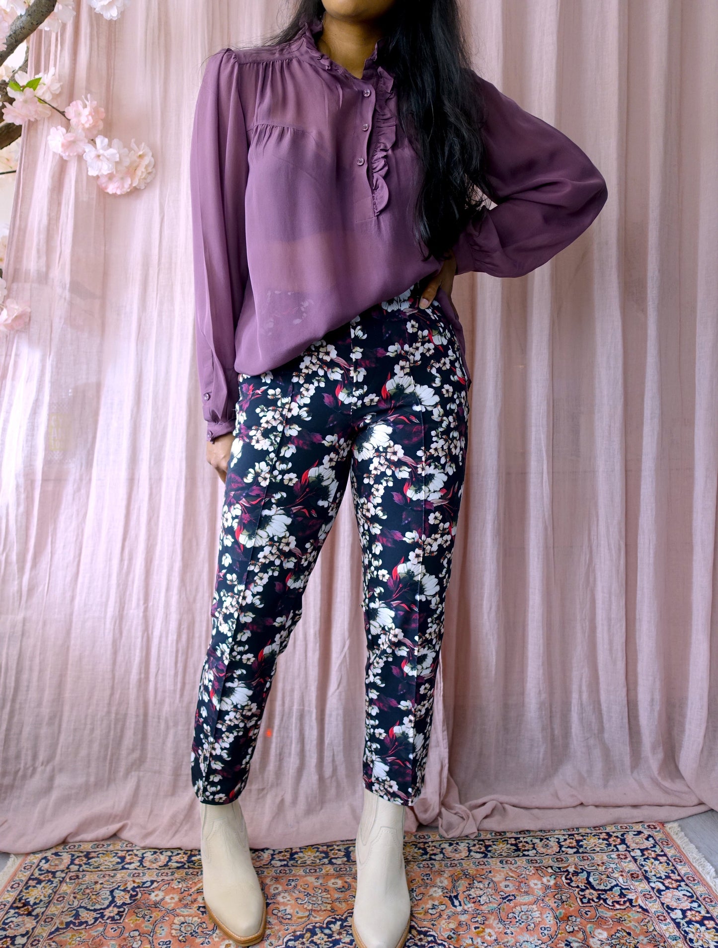 MAC cropped floral stretch pantalon