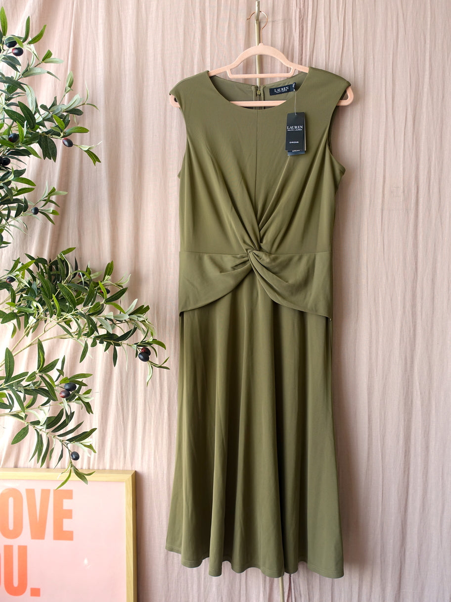 Lauren Ralph Lauren twist front jersey dress army