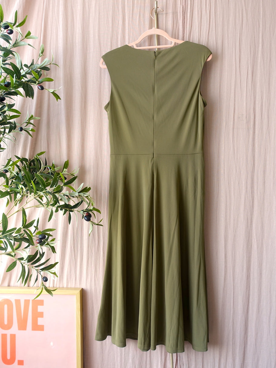 Lauren Ralph Lauren twist front jersey dress army