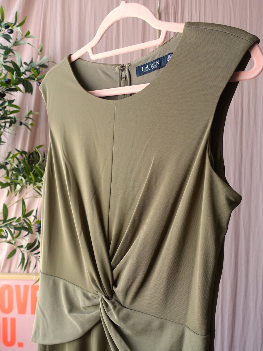 Lauren Ralph Lauren twist front jersey dress army