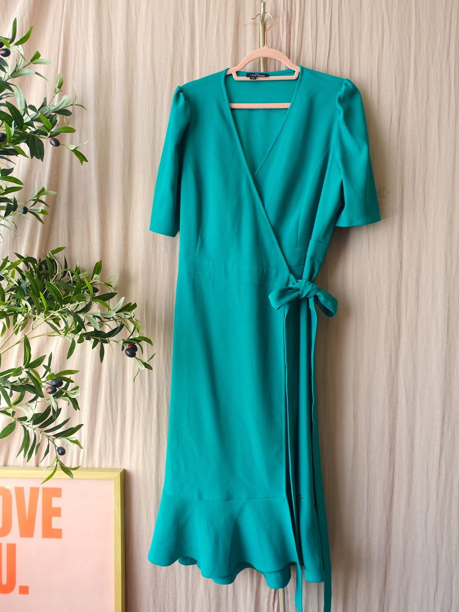 LaDress wrap midi jurk baltic turquoise