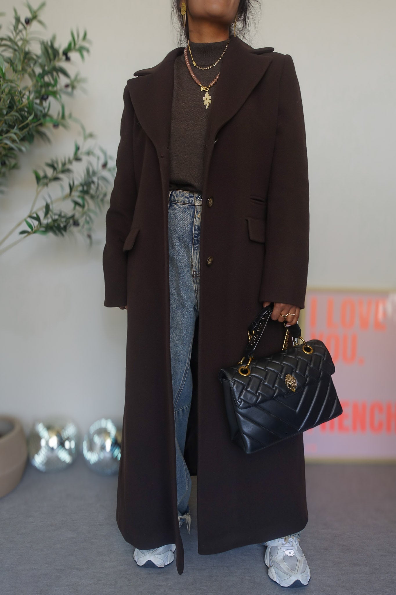 Vintage Damo exclusive wool coat dark chocolate brown