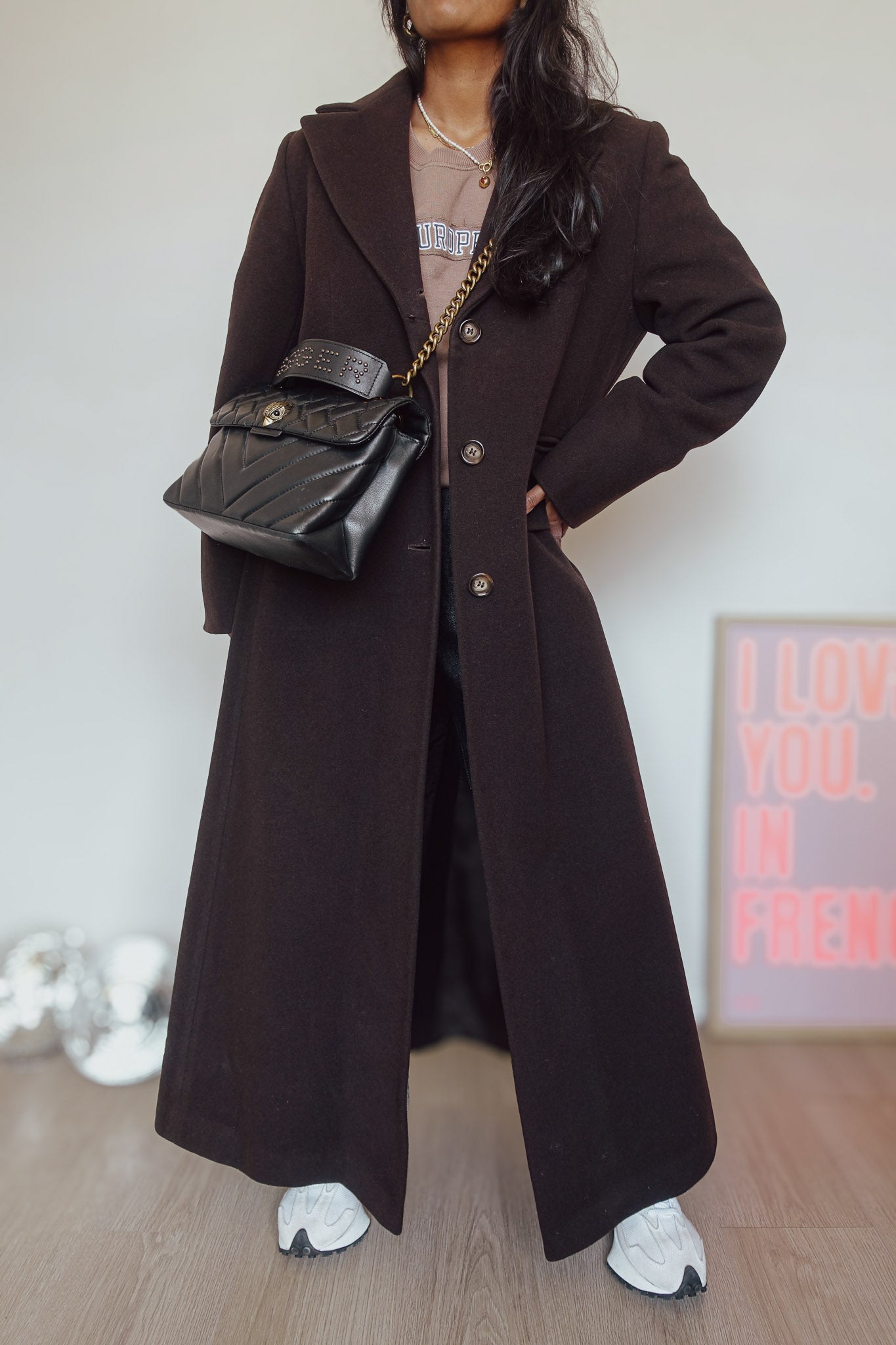 Vintage Damo exclusive wool coat dark chocolate brown