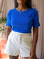 Studio Anneloes rib stretch cotton tee kobalt