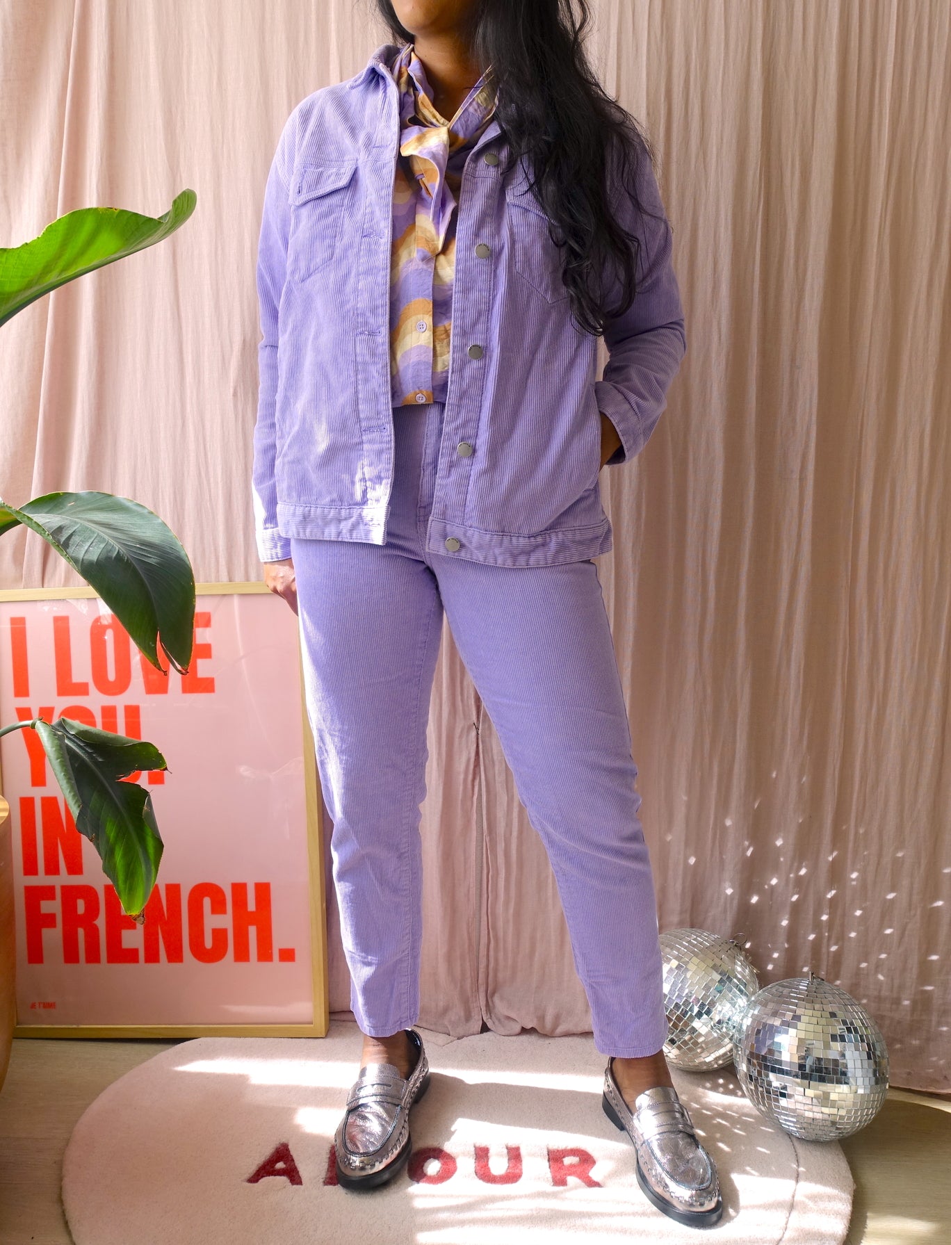 Dr. Denim ribcord trucker jacket lavender